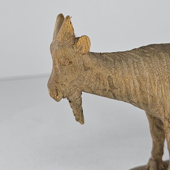 Handcrafted Wooden Goat Figurine Rustic Animal Sculpture Home Decor Accent Art - Picture 9 of 9